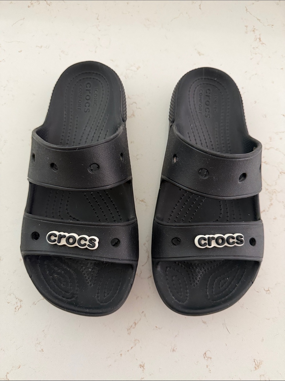 CROCS Black Dual-Strap Slide Sandals